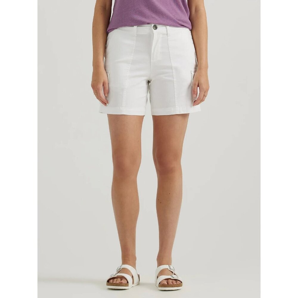Lee Ultra Lux Comfort Cargo Short Womens 30 High Rise Stretch Relaxed Fit White - Picture 13 of 15